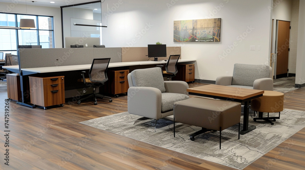 A photo gallery showcasing the company's commitment to employee well-being through initiatives such as wellness programs and ergonomic office furniture — Creation and development,