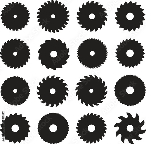 vector set of circular saw blades of different shapes