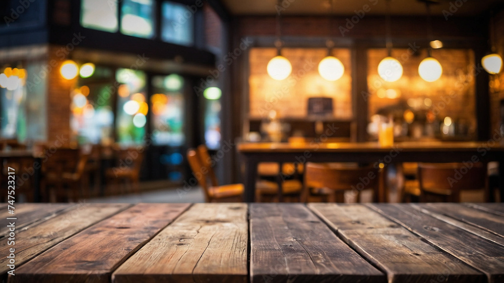 an empty table to assemble products in a rustic and cozy restaurant, bar in the background bokeh, space for text
an empty table to assemble products in a rustic and cozy restaurant, bar in the background bokeh, space for text