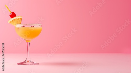 cocktail in a glass on the table.