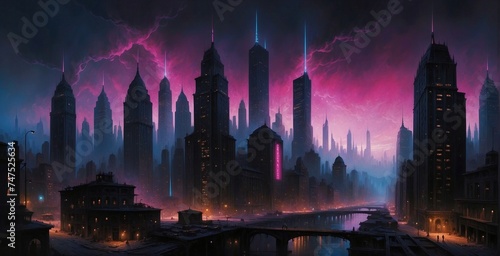 cyberpunk 2077, dark city, futuristic dark wallpaper © Sba3