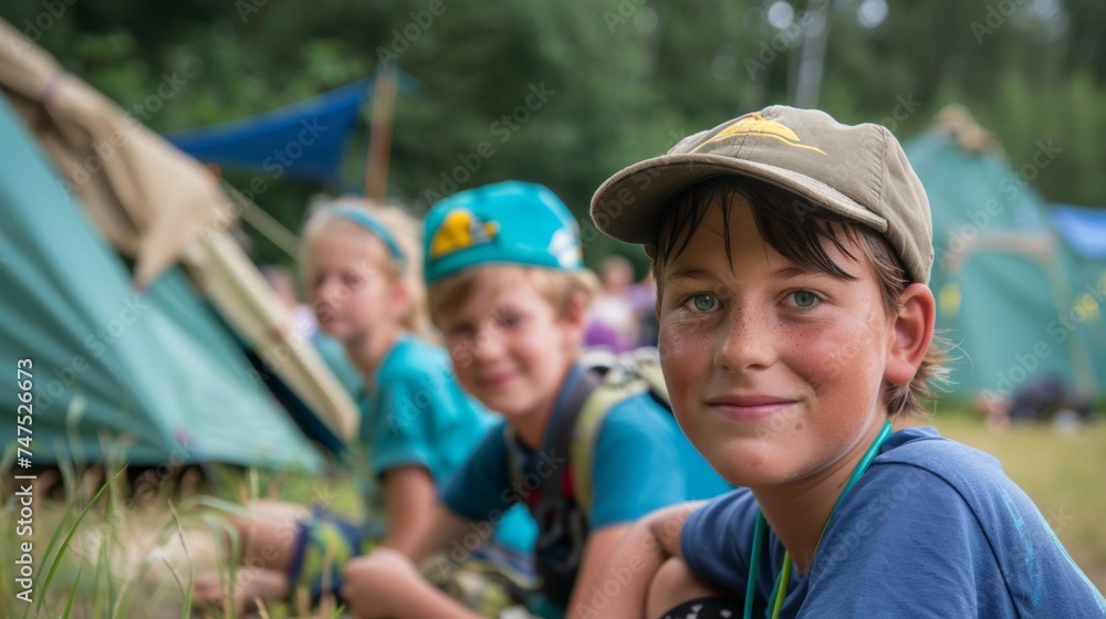 Summer camps, scout children camping
