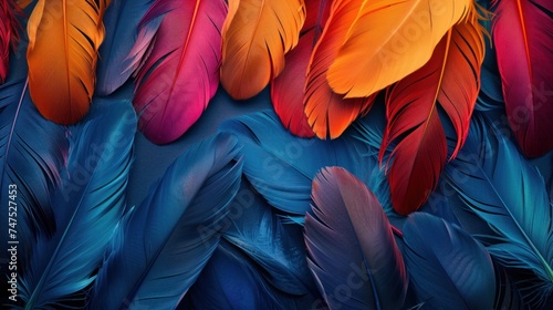 Abstract background of colorful feathers
