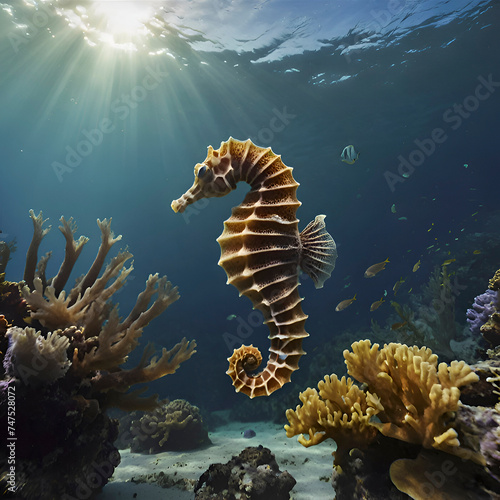 Underwater world with colorful corals.