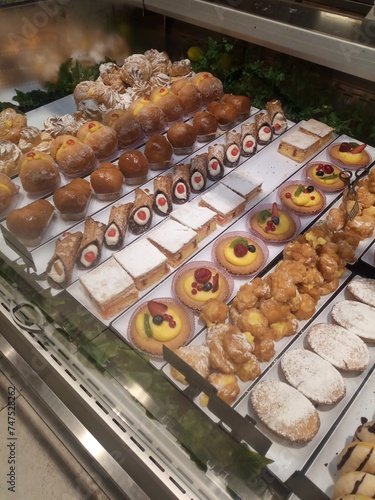 Different types of Italian pastries with a cream