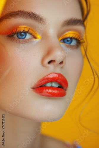 Beautiful portrait of a fashion model with bright makeup