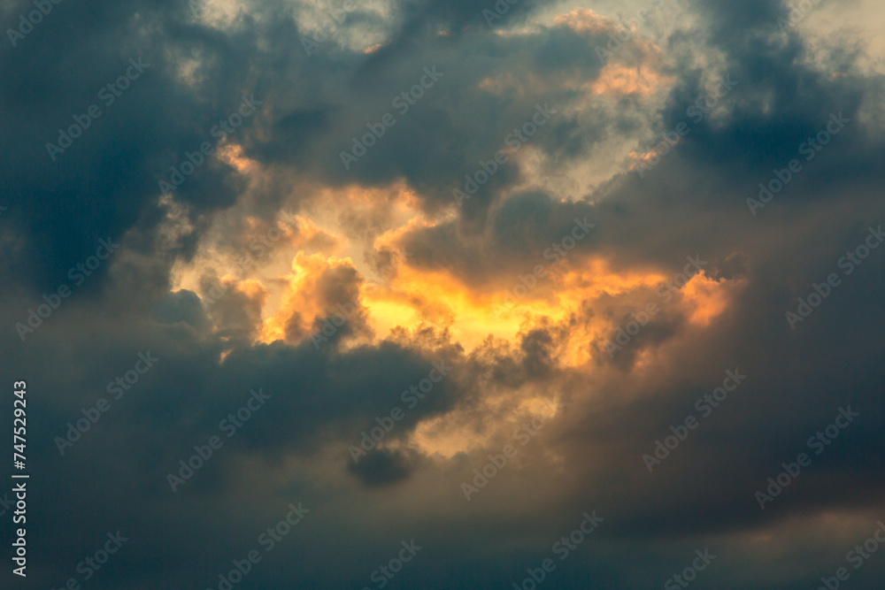 Beautiful dramatic sunset sky abstract background. Nature background.
