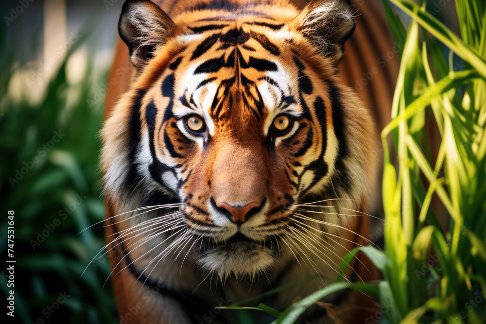Staring Tiger Amidst Greenery Staring Tiger Amidst Greenery