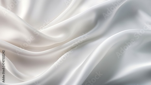 White silk textured cloth background,Closeup of rippled satin fabric with soft waves