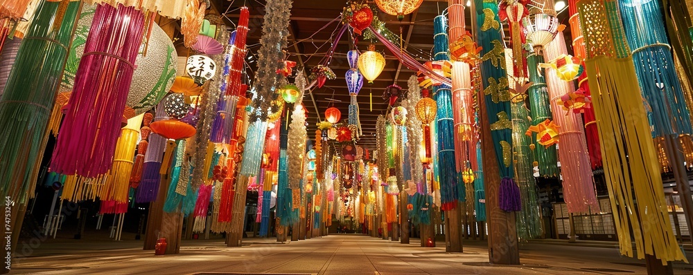 Fototapeta premium Tanabata Festival Decorations in Chichibu in Saitama, Japan