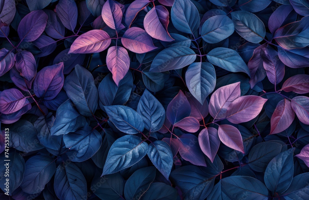 a blue and purple leaf wallpaper