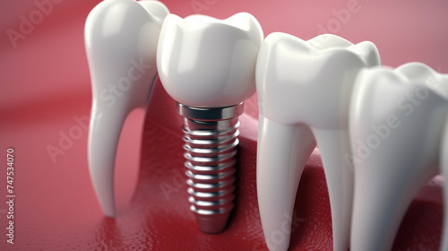 Dental Implant illustration, Tooth pin, Prosthetic dentistry image. Dental Care. Tooth implant