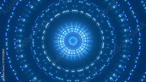 futuristische blau leuchtende synchrone Netzwerkverkn  pfungen mit Knotenpunkten  Fraktal  Muster  Kreis  Verbindungen  KI  Internet  Server  Plexuseffekt  System  FTTH  Daten  leuchten 