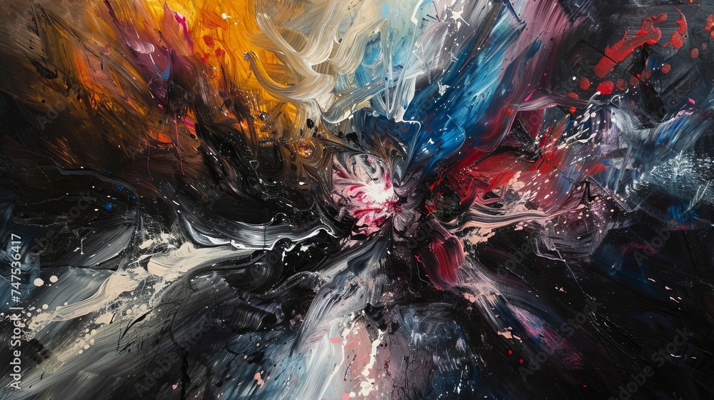 abstract study about pitch black black hole, oil painted