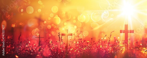 good friday cross background with sun flare