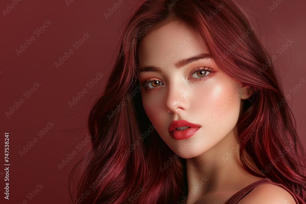 Fototapeta premium Portrait of a woman with colored Background