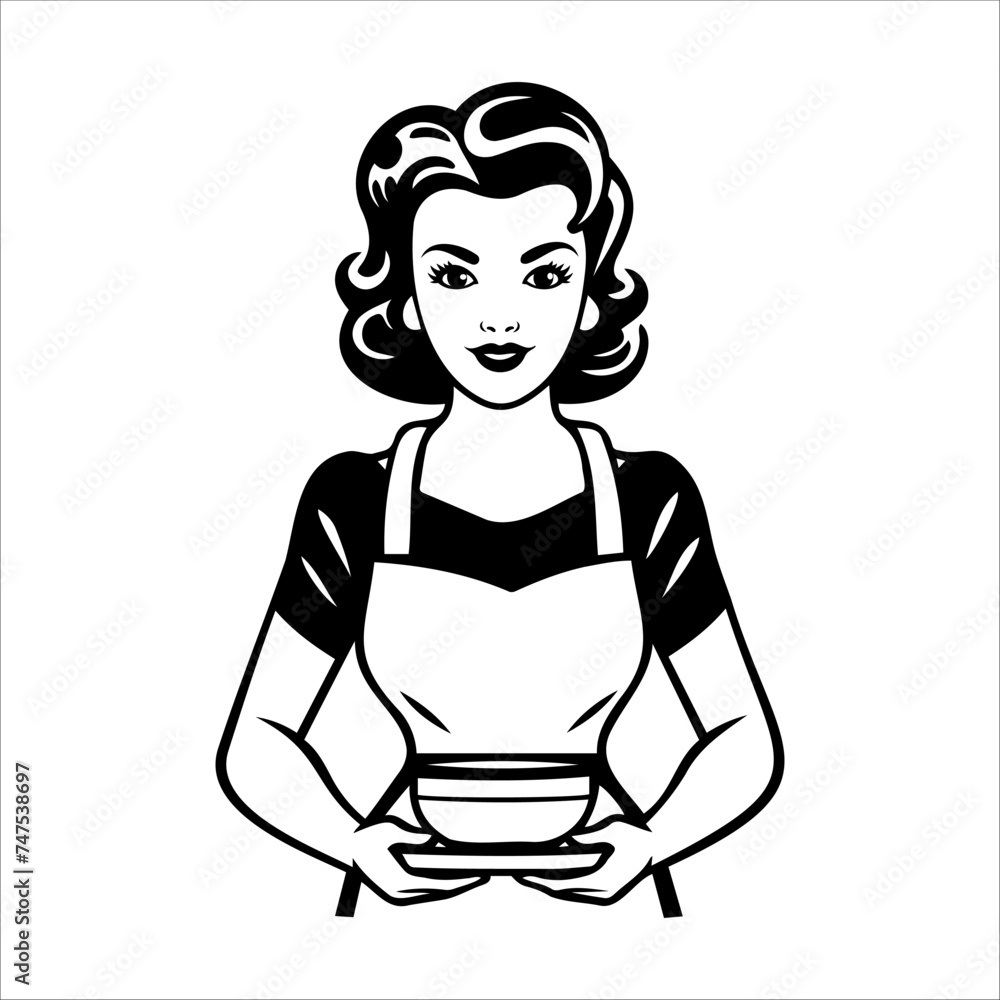 Retro Young Woman. Retro Clipart Illustration. Retro Young Woman Preparing Soup. Retro Clipart Illustration Retro Young Woman. Retro Clipart Illustration. Retro Young Woman Preparing Soup. Retro Clipart Illustration