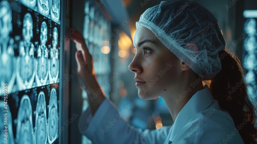 Young doctor holding and make analysis x-ray roentgen - obrazy, fototapety, plakaty 