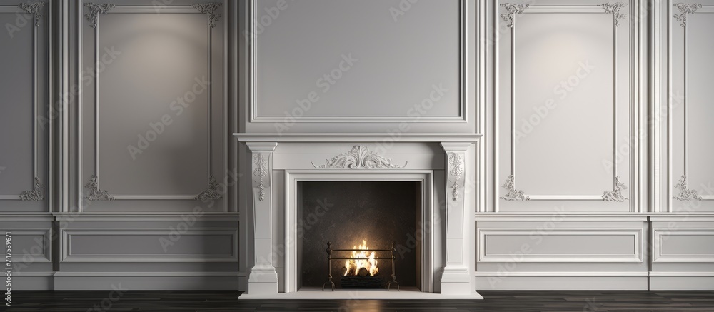 A room featuring a large traditional fireplace without a fire, set against white walls. The mantlepiece is empty with a mockup shelf, creating a minimalist and clean aesthetic. A room featuring a large traditional fireplace without a fire, set against white walls. The mantlepiece is empty with a mockup shelf, creating a minimalist and clean aesthetic.