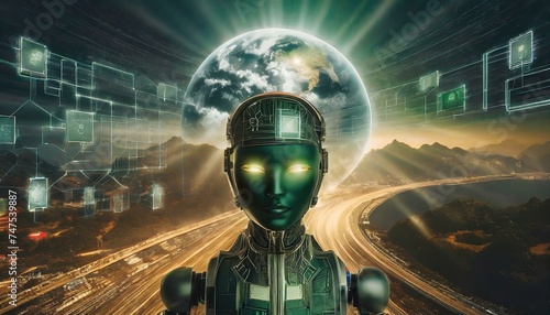  Illustration representing Artificial Intelligence in humanoid form. Technology and innovation. photo