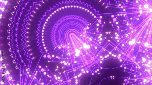 Netzwerk aus energievoll violett leuchtenden Lichtpunkten, Lichter, Design, vernetzt, Hintergrund, Internet,  Energie, schwarz, Wissenschaft, Technologie, Sci-Fiction
 photo