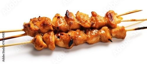 Chicken satay is served on a plate and is still warm with a fragrant and distinctive aroma