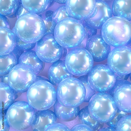 balls glossy pearl blue background.