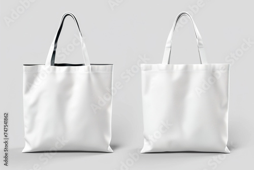 Front and back view of white tote bag for mock up design