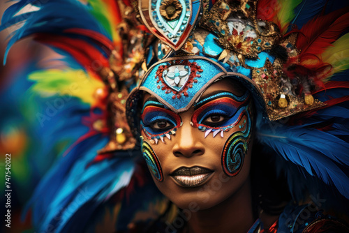 Brazilian carnival - portrait of samba woman dancer