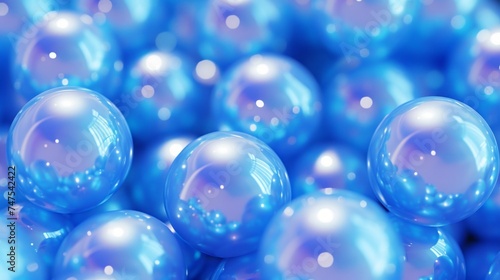balls glossy pearl blue background.