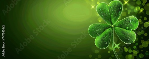 Shamrock four leaf clover background banner with copy space. Happy St. Patrick's Day