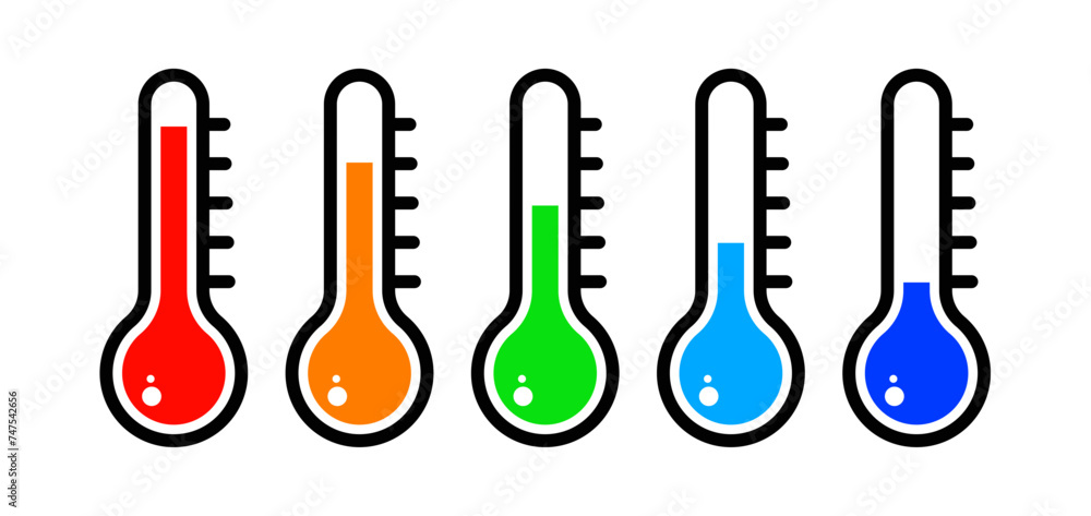 thermometers, cold, heat - vector illustration set, icon set thermometers, cold, heat - vector illustration set, icon set