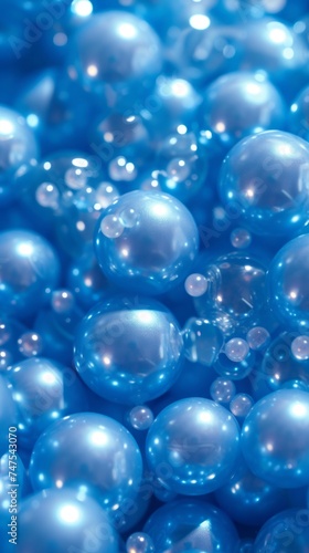 balls glossy pearl blue background.