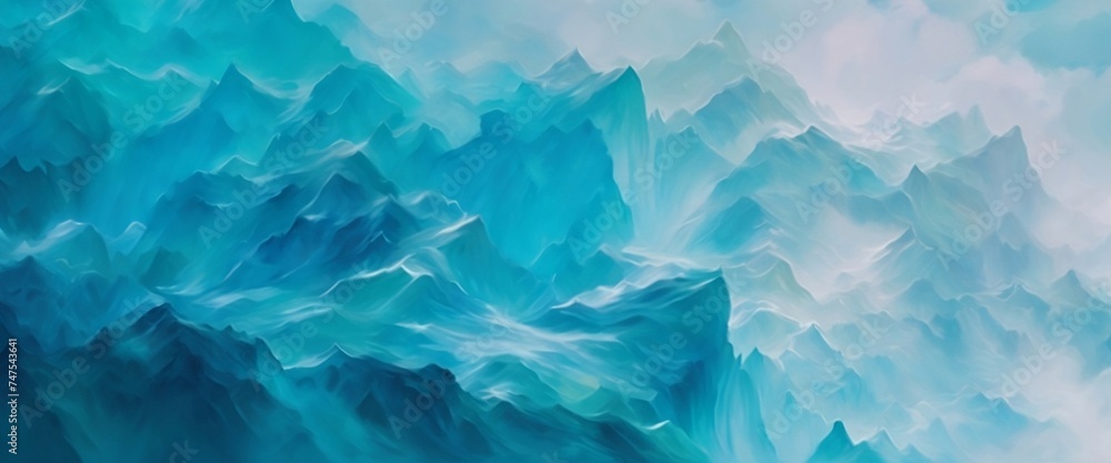 Obraz premium A panoramic illustration painting landscape serene backdrop, featuring a canvass paint effect in a banner poster format. Generative AI