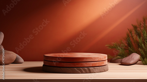 terracotta podium product display for product presentation