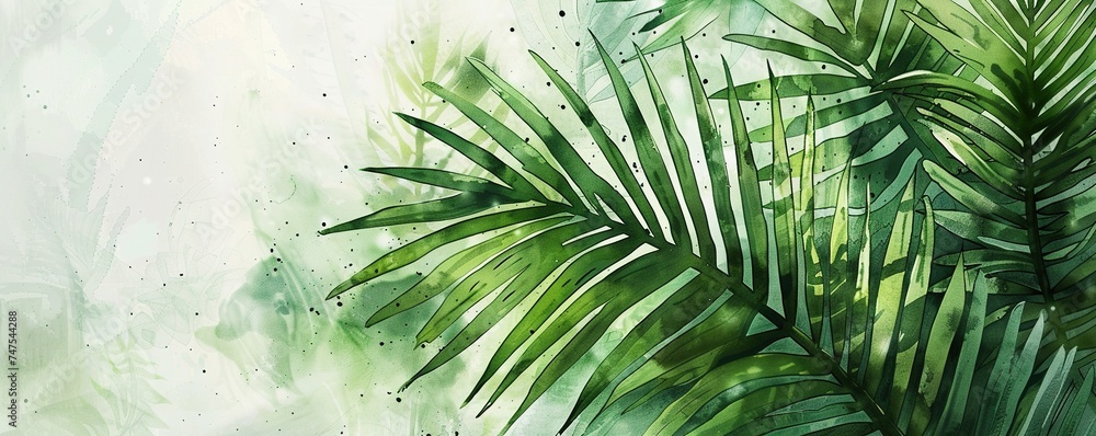 Palm sunday soncept illustration, Generative AI watercolor background - obrazy, fototapety, plakaty 