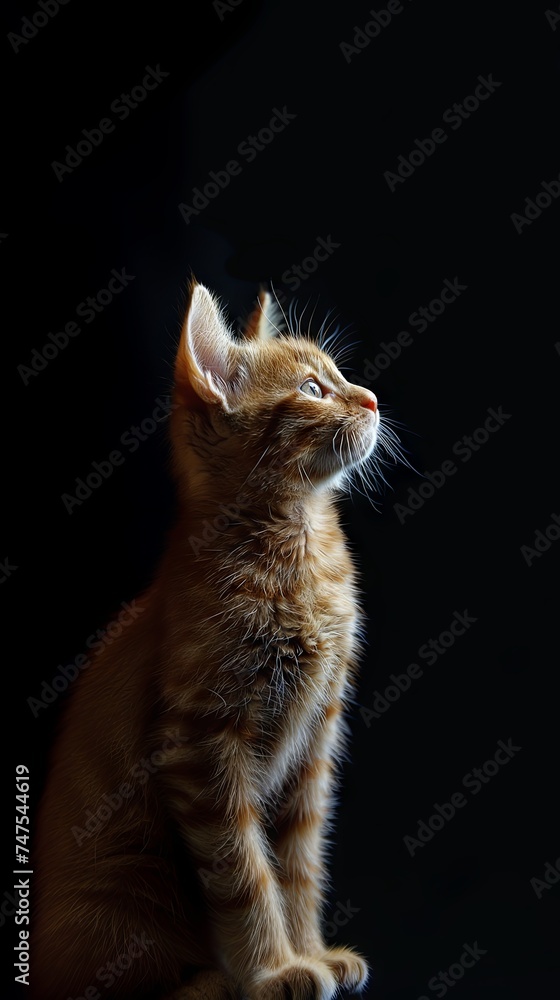 Obraz premium Red kitten on a black background