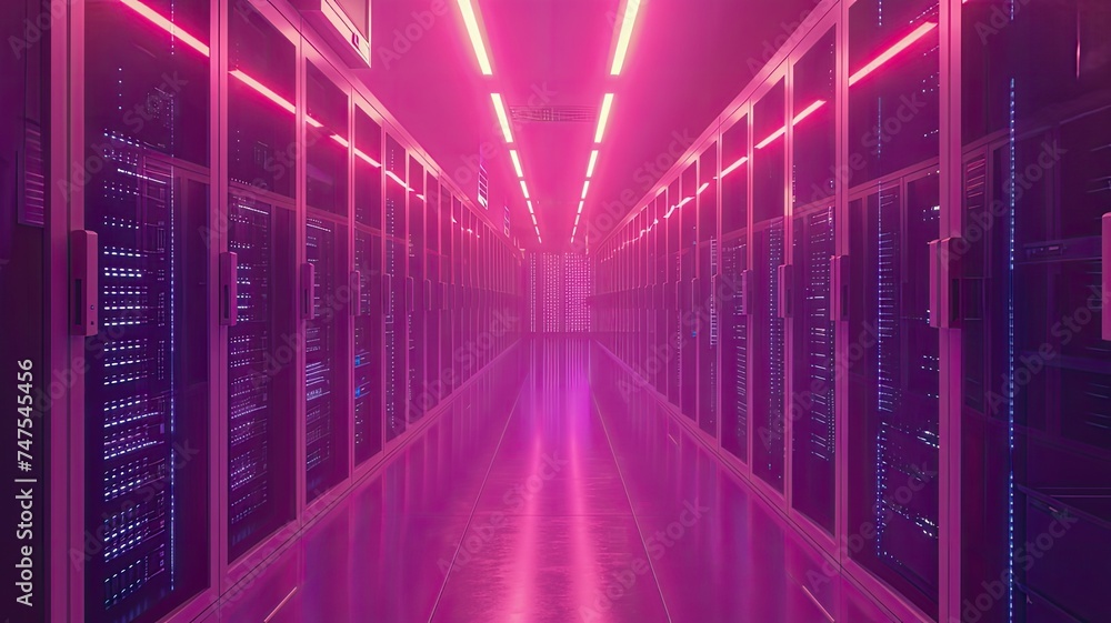 the efficiency and precision of AI data processing in a bustling Data Center, where servers hum with activity, conveying both speed and accuracy. the efficiency and precision of AI data processing in a bustling Data Center, where servers hum with activity, conveying both speed and accuracy.