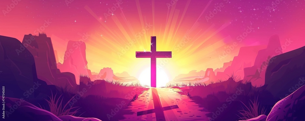 Jesus Christ Good Friday, Christian Religious Occasion With Jesus Cross Vector Illustration For Poster Background Social Media Post Greetings Banners Logo Symbol Elements vector - obrazy, fototapety, plakaty 