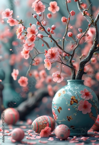 easter background on blue background