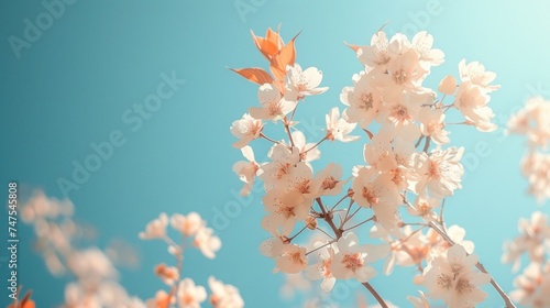 a photo of some white flowers by the blue blue sky