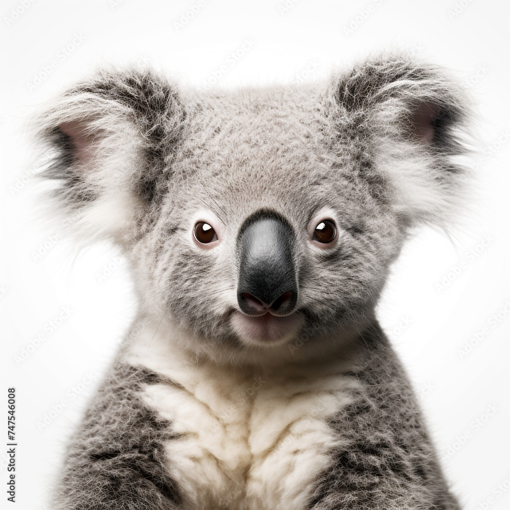 Obraz premium photo of a koala on a white background сreated with Generative Ai