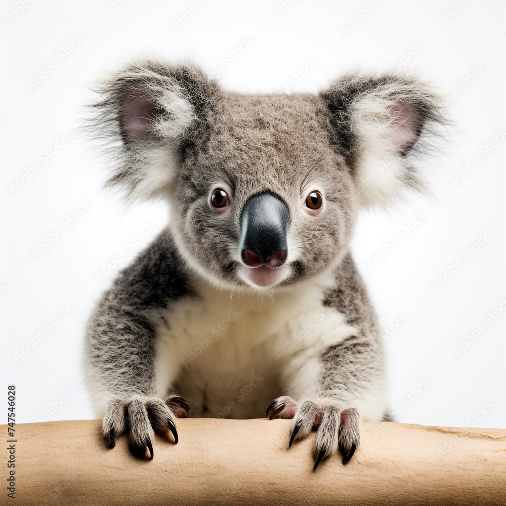 Fototapeta premium photo of a koala on a white background сreated with Generative Ai