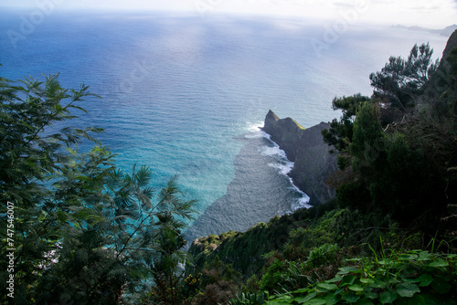 Beautiful blue ocean island bay lookover photo