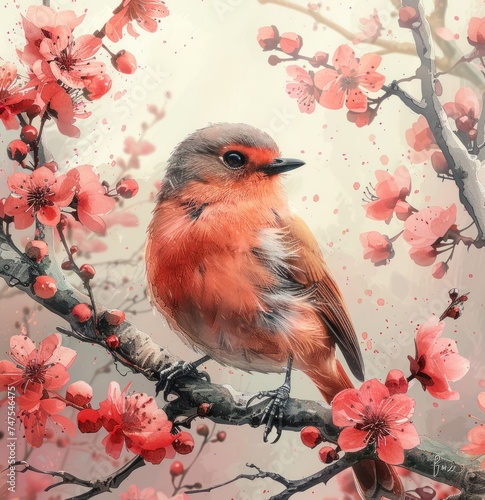 easter bird and flower in nest