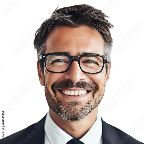 business man with glasses smiling