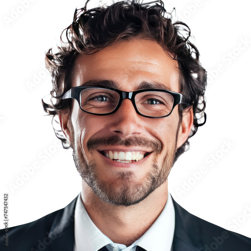 business man with glasses smiling