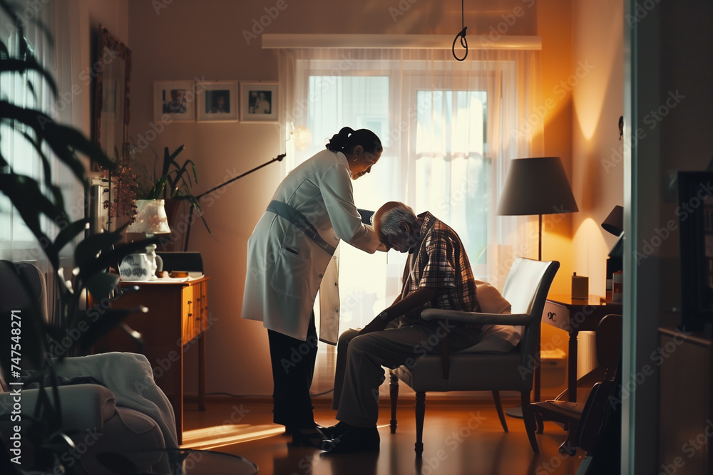 Nurse caring for elderly patient at home Nurse caring for elderly patient at home