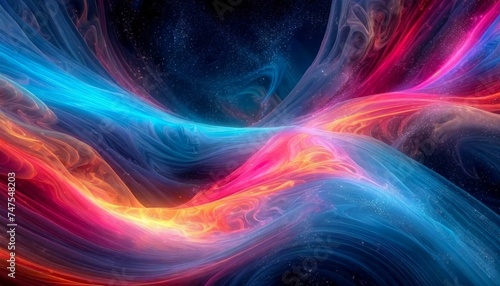 Neon Dreams: Mesmerizing Abstract Background with Vibrant Swirls on Dark Backdrop
