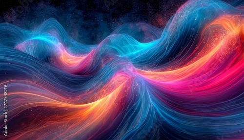 Neon Dreams: Mesmerizing Abstract Background with Vibrant Swirls on Dark Backdrop